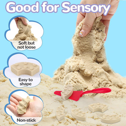 Crelloci House Building Play Sand Toys, House Mold 1.7lbs Magic Sand 4 Tools & Dog Slide Model, Construction Sensory Toy Magnetic Sand Set, Gift for Kids Boys Girls Age 3-8