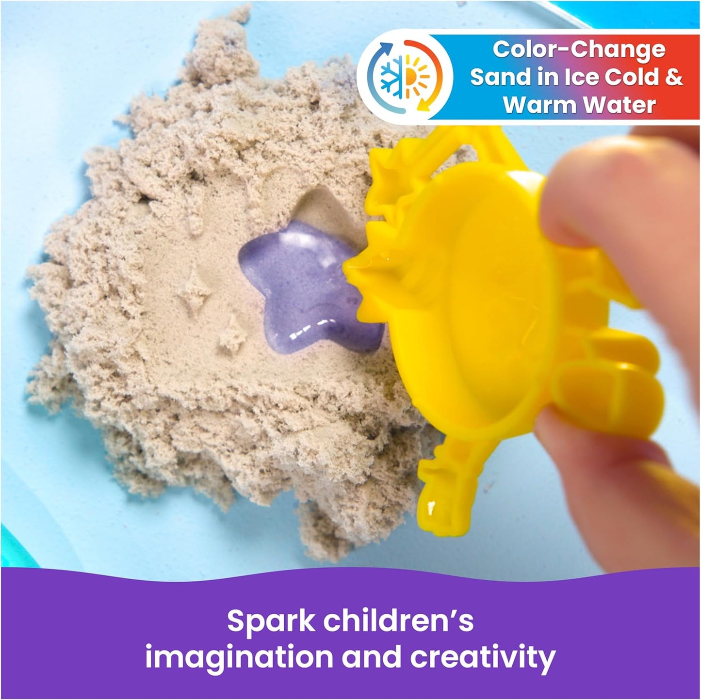 Kinetic Sand, Splash Starter Case with 6oz Color-Change Play Sand, 3 Tools & Molds, Reusable Storage, Sensory Toys, Holiday Gifts & Stocking Stuffers for Kids Ages 3 and up