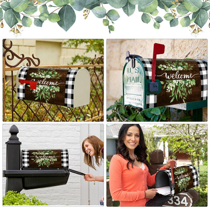 Tiamon Monogrammed L Mailbox Covers Magnetic Eucalyptus Welcome Letter Box Wrap Standard Size 21x18 Inch Spring Summer Leaves Mailbox Decor Eucalyptus Letter Numbers Decoration for Outdoor Garden Yard