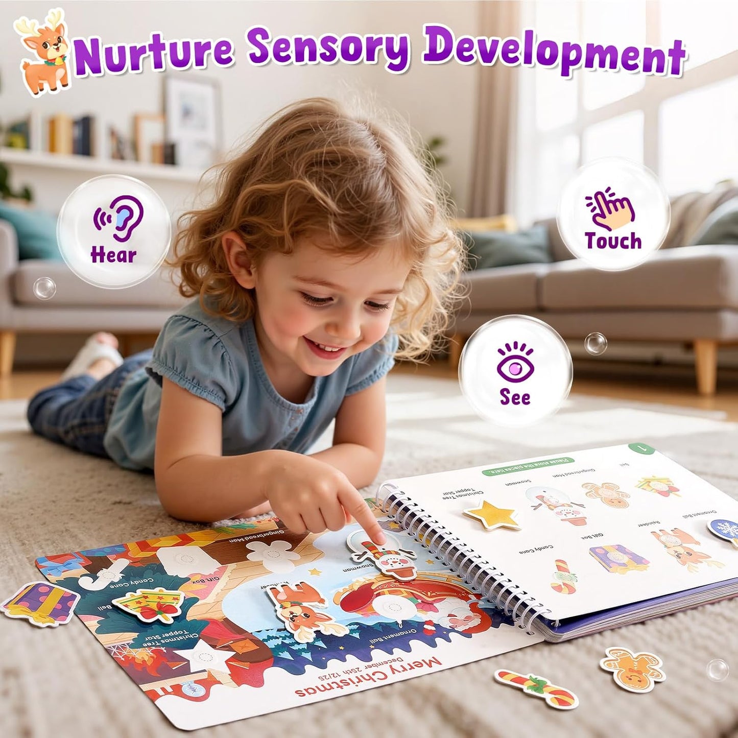JoyCat Preschool Busy Book for Toddlers 3-5, Dual-Language Learning Activities, Educational Sensory Toys, Autism Learning Materials for Boys & Girls (Daily Life)