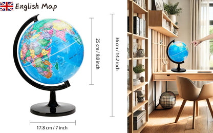 Exerz 8" World Globe - Political Map Educational- Self Assembled School Globe