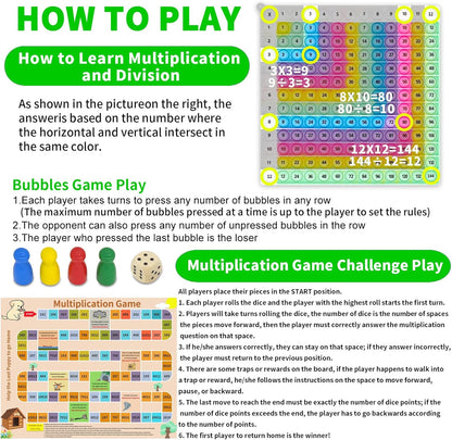 12x12 Multiplication Chart Games for Kids: Fun & Easy Learning! Press & Learn Multiplication Table Toy, STEM Math Skills Practice for Ages 4-12, Home & School Sensory Tool (US Certified Silicone)