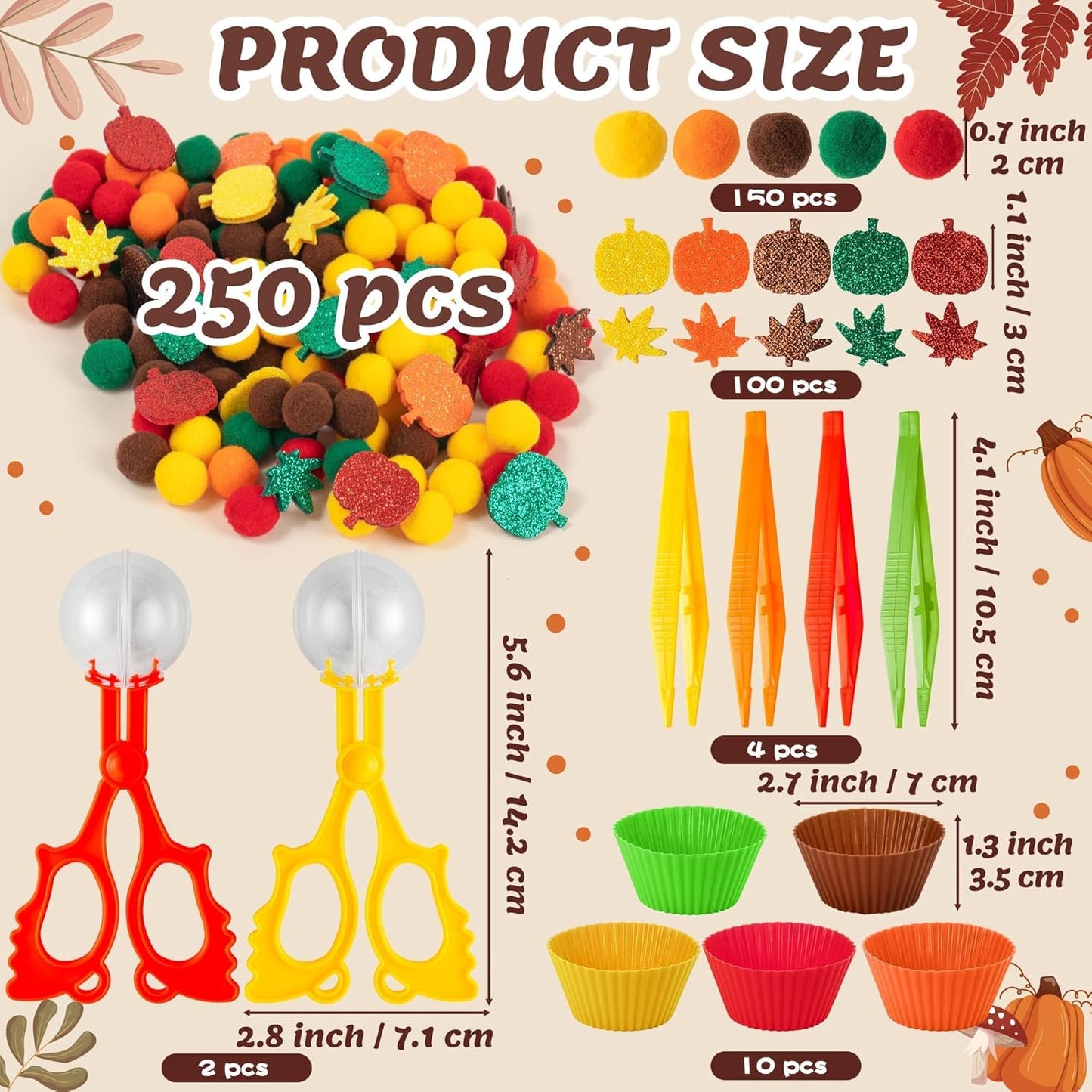 EZdhuawuse Summer Fine Motor Toys - 270Pcs Counting Sorting Sensory Bin Filler Set for Kids Xmas Counting Toy with Felt Xmas Tree Pom Poms Cup Clip for Preschool Education Activities