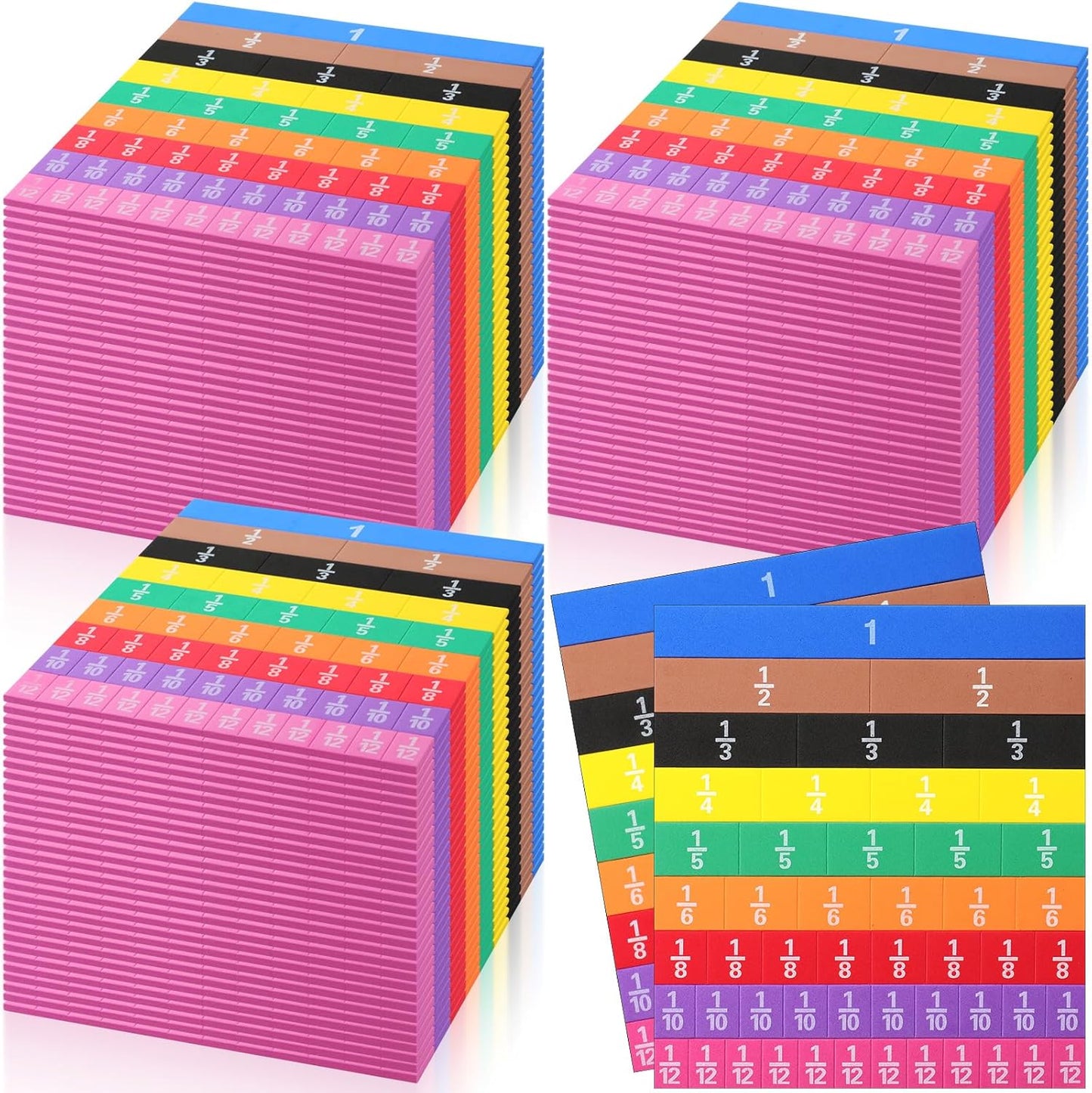 Sayglossy 48 Sets Fraction Tiles Set for Math Classroom Fractions Manipulatives Math Learning Manipulatives for Home School Supplies
