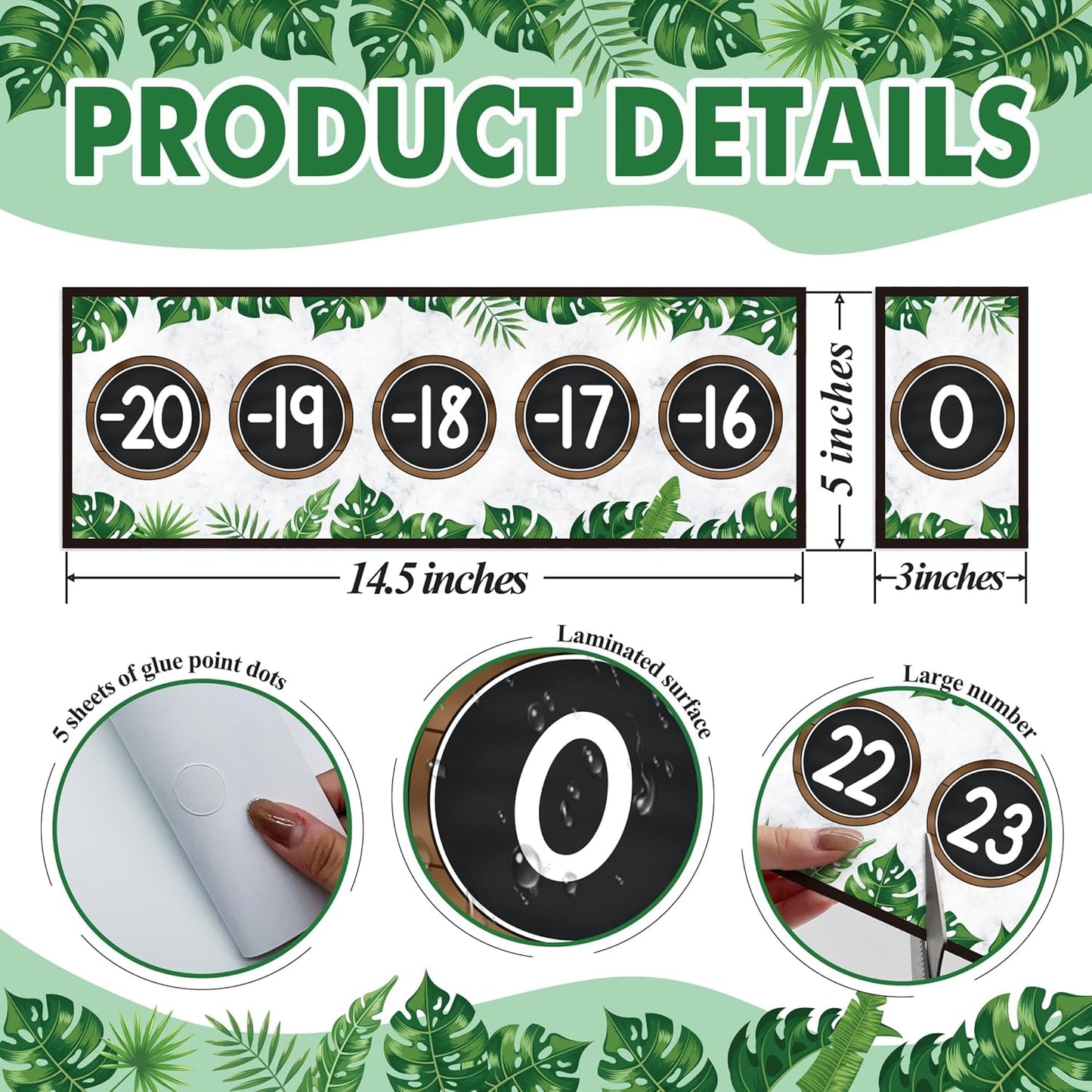 29 Pieces Number Line for Classroom Wall -20 to 120 Number Line Bulletin Board Border Boho Classroom Decorations Math Posters for Teachers
