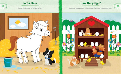 Preschool Activity Book On The Farm: 75 Games to Learn Letters, Numbers, Colors, and Shapes (School Skills Activity Books)