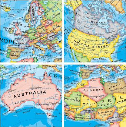 Political Globe Dia 5.5-inch / 14cm- Educational/Geographic - Stainless Steel Arc and Base - School, Home, and Office