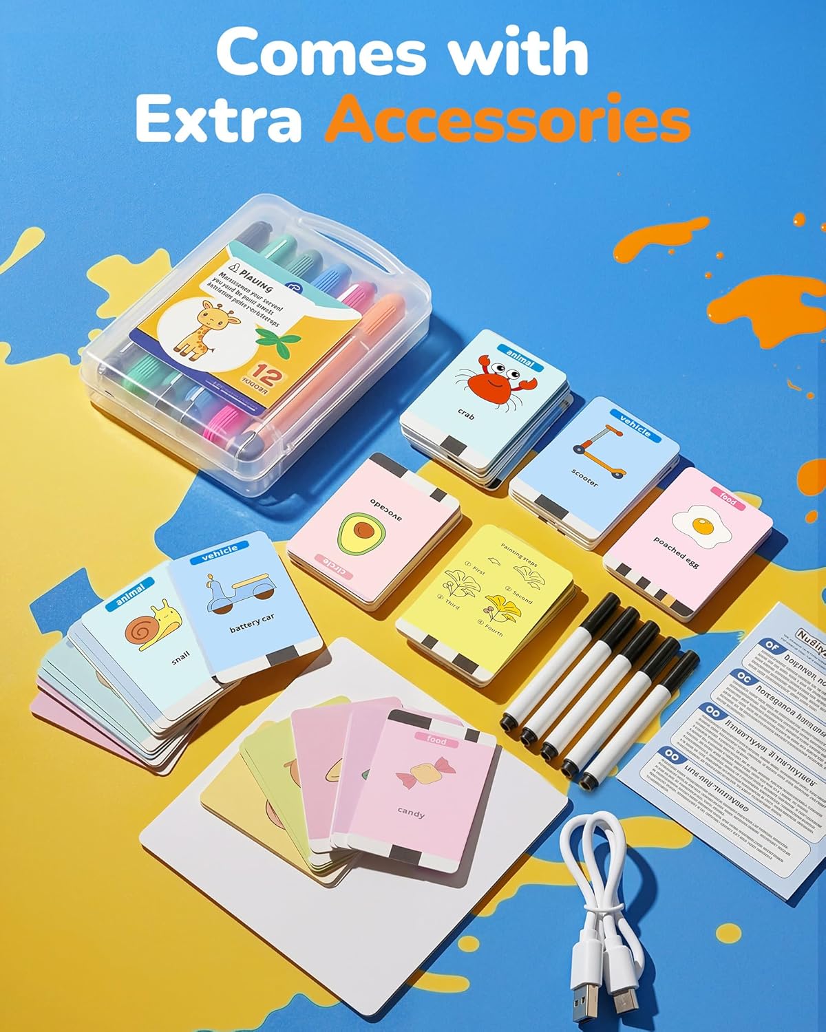 Drawing Robot for Kids, Rechargeable 4-in-1 Draw/Learn/Spell/Music Interactive Educational Robot Drawing Machine with 100 Cards & 12 Color Pens, Learning Toys for 3-8 Year Old Boys Girls Birthday Xmas