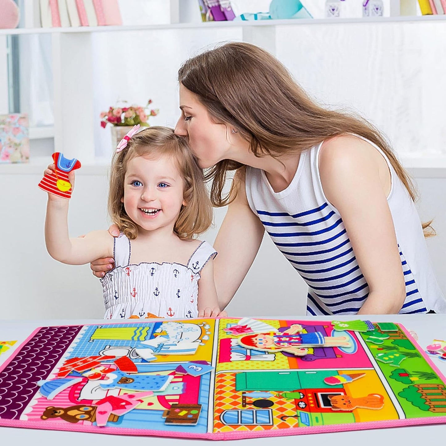 OKOOKO Solar System Felt Story Board Set 41PCS 43x29inch Outer Space Universe Storytelling with Hooks Astronaut Planets Galaxy Preschool Craft Early Learning Interactive Play Kit for Toddlers Kids 4+