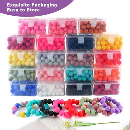 65Pcs 19mm Silicone Beads for Keychain Making Bracelet Necklace, Bulk Round Silicone Beads for Pens（Christmas Green） - Colors B