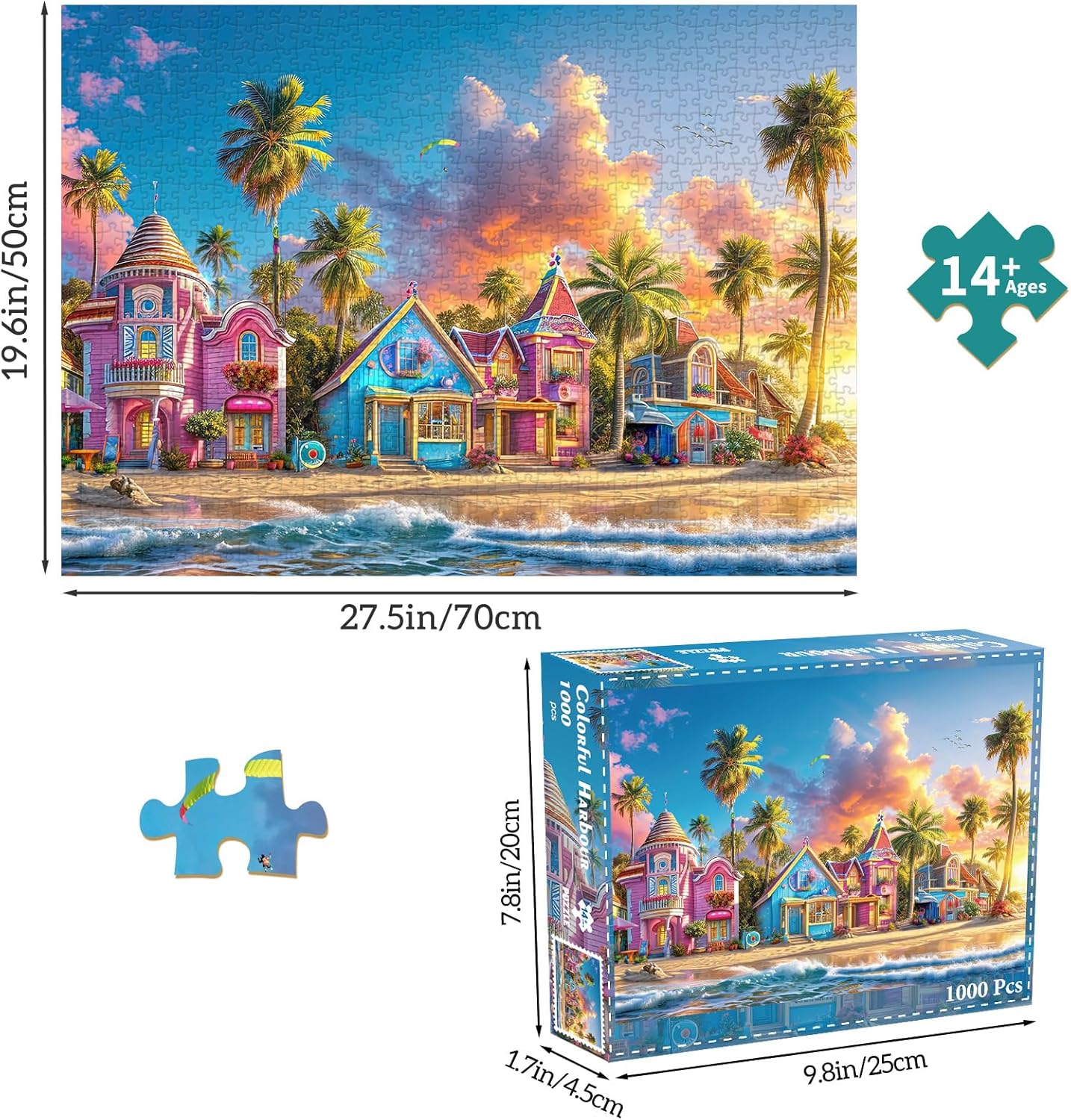 Puzzles for Adults 1000 Pieces,Seaview Campground Jigsaw Puzzle with 1:1 HD Poster, Perfect Interlocking No Dust, Stress Relief Ideal Gift for Family Games