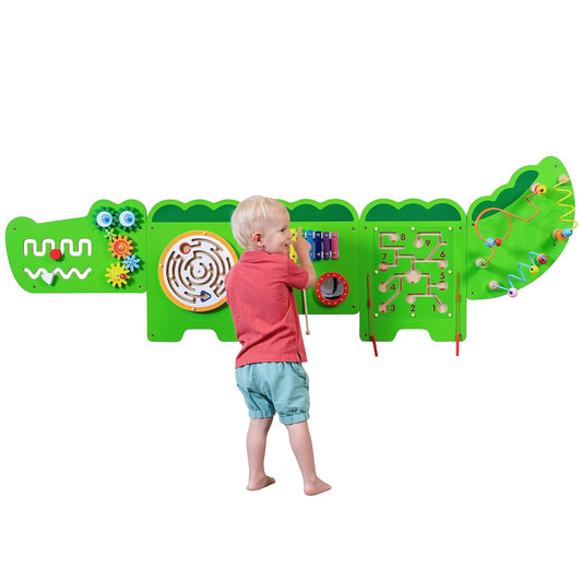 Spark & Wow Crocodile Activity Wall Panels | Light Green | Ages 18m+ | Montessori Sensory Wall Toy | 9 Activities| Busy Board Toys for Toddlers