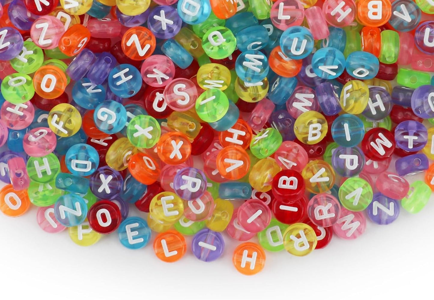 SUTOUG 1000PCS Colourful Letter Beads for Threading, 4 x 7 MM Acrylic Round Alphabet Beads for Jewellery DIY Making Crafts Bracelets Necklaces Ornaments