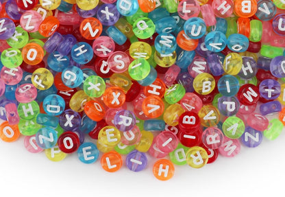 SUTOUG 1000PCS Colourful Letter Beads for Threading, 4 x 7 MM Acrylic Round Alphabet Beads for Jewellery DIY Making Crafts Bracelets Necklaces Ornaments