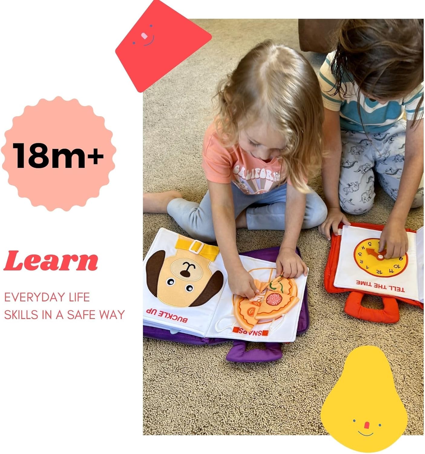 BAVY My Quiet Book - Toddler Plane Activities, Car Airplane Montessori Busy Board Book for Toddlers 1-3 - No Parts to Get Lost - Gifts for 1 2 3 4 Year Old Girl, Birthday Gifts Toys Age 2-4