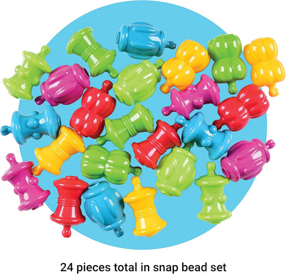 Constructive Playthings Colorful Snap Beads Set for Children and Toddlers Ages 1+, Pop Beads Arts and Craft Developmental Kids STEM Toy Set, Multicolor