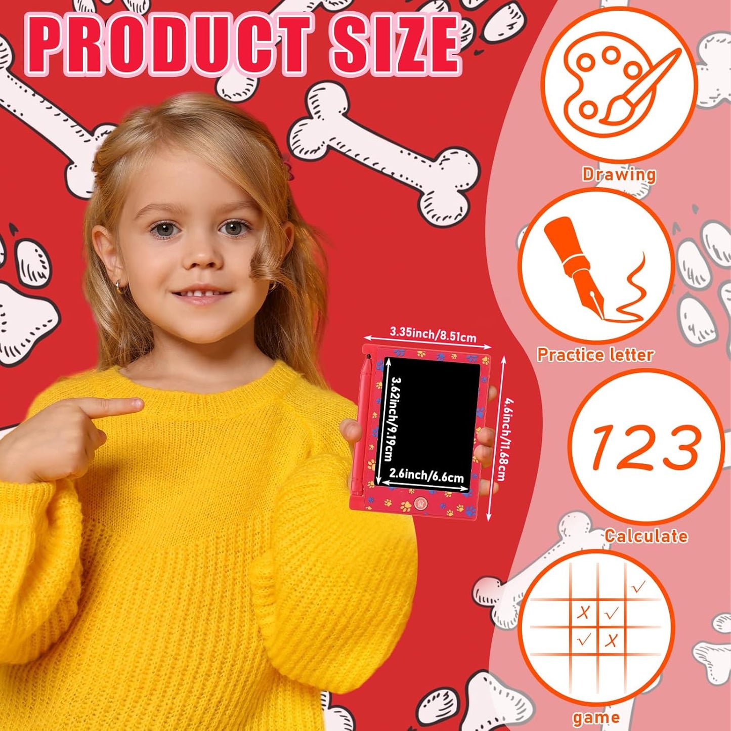 Nezyo 24 Pack Toy Inspires Party Favors Supplies, LCD Writing Tablet for Kids, 4.6'' Mini Board Drawing Tablet, Cartoon Goodie Bags Stuffers Birthday Toddler Boy Student Gifts