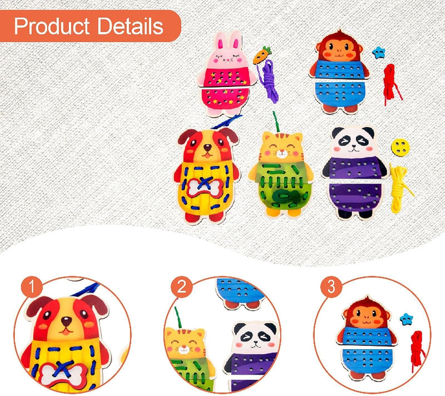 getuse Lacing Cards Sewing Kit for Preschoolers and Kids Threading Activity Developing Imagination Lacing Playing Games Sewing Cards- Fruit