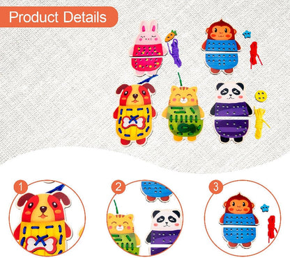 getuse Lacing Cards Sewing Kit for Preschoolers and Kids Threading Activity Developing Imagination Lacing Playing Games Sewing Cards- Fruit