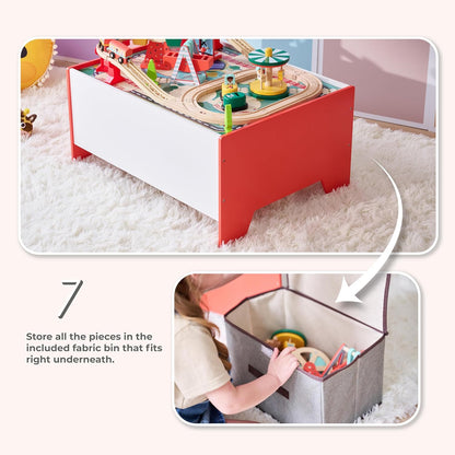 Teamson Kids Preschool Play Lab 7-in-1 Large Wooden Activity Cube Station Center Bead Maze and Counting for Kids Baby Toys, Natural