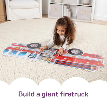 Melissa & Doug Giant Fire Truck Shaped Jumbo Floor Puzzle, 24-Piece Fire Engine Jigsaw Puzzle, Over 4 Ft Long Kids Puzzles for Toddlers Ages 3+