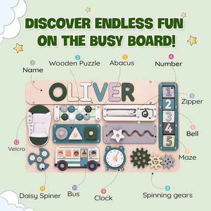 KALOTOYS Large Montessori Busy Board for Baby & Toddlers 1-3 — 17-Inch Wooden Sensory Activity Board — Fine Motor Skills & Early Learning Educational Toy for 1 2 3 Year Old, Travel Friendly & Safe