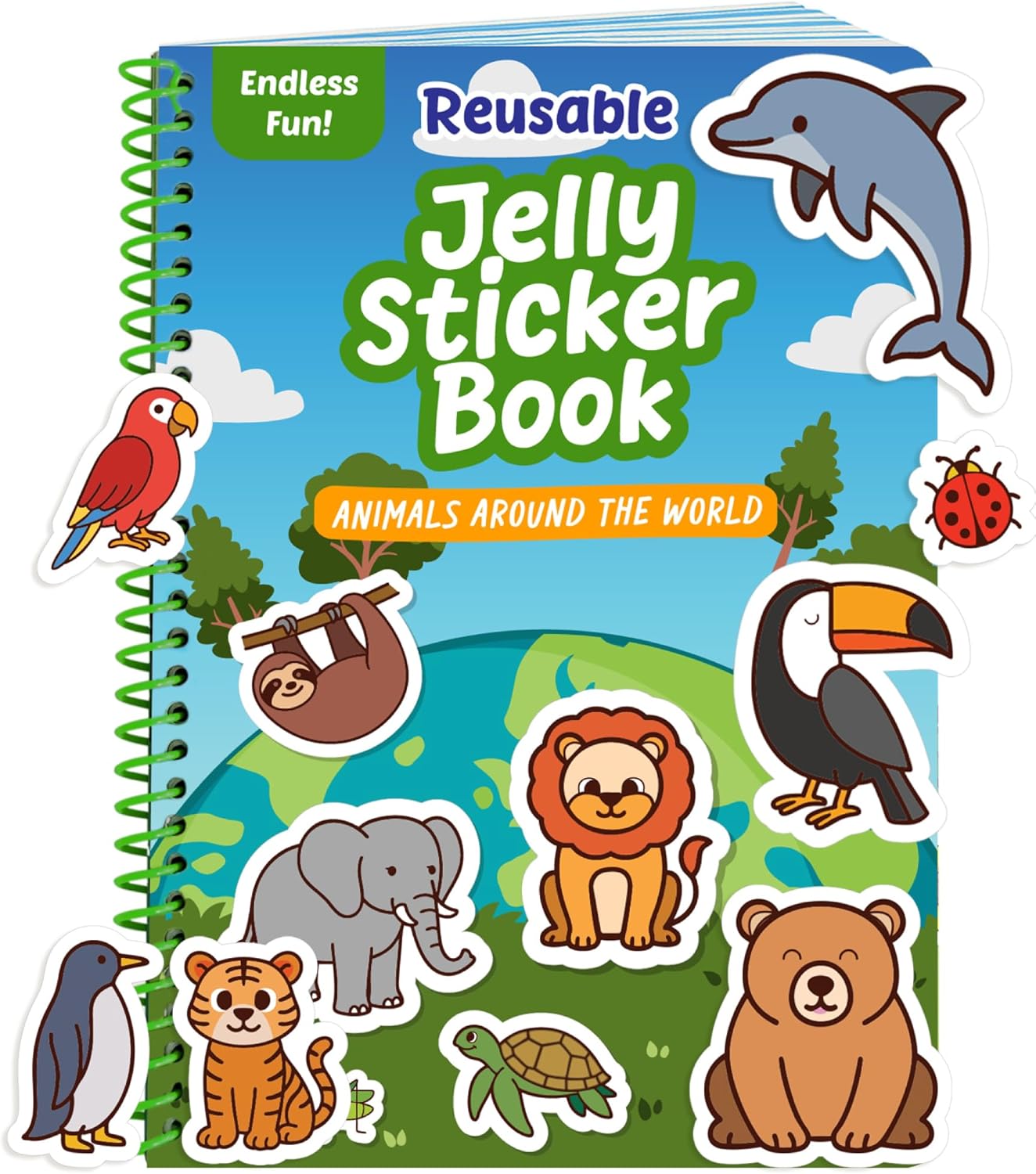 Reusable Jelly Sticker Book - Farm, 7 Scenes - 50 Thick Washable Stickers for Toddlers & Kids: Animals Stickers for Kids, Gift for Ages 3-5 Years Old - Toddler Travel Toys 2-4, Road Trip Activities