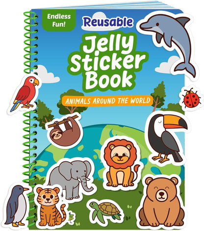 Reusable Jelly Sticker Book - Farm, 7 Scenes - 50 Thick Washable Stickers for Toddlers & Kids: Animals Stickers for Kids, Gift for Ages 3-5 Years Old - Toddler Travel Toys 2-4, Road Trip Activities
