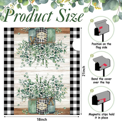 Tiamon Monogrammed L Mailbox Covers Magnetic Eucalyptus Welcome Letter Box Wrap Standard Size 21x18 Inch Spring Summer Leaves Mailbox Decor Eucalyptus Letter Numbers Decoration for Outdoor Garden Yard