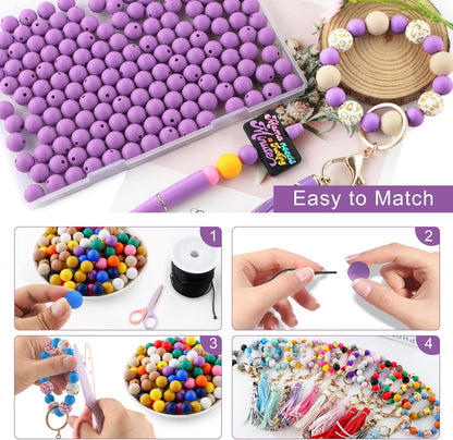 65Pcs 19mm Silicone Beads for Keychain Making Bracelet Necklace, Bulk Round Silicone Beads for Pens（Christmas Green） - Colors B