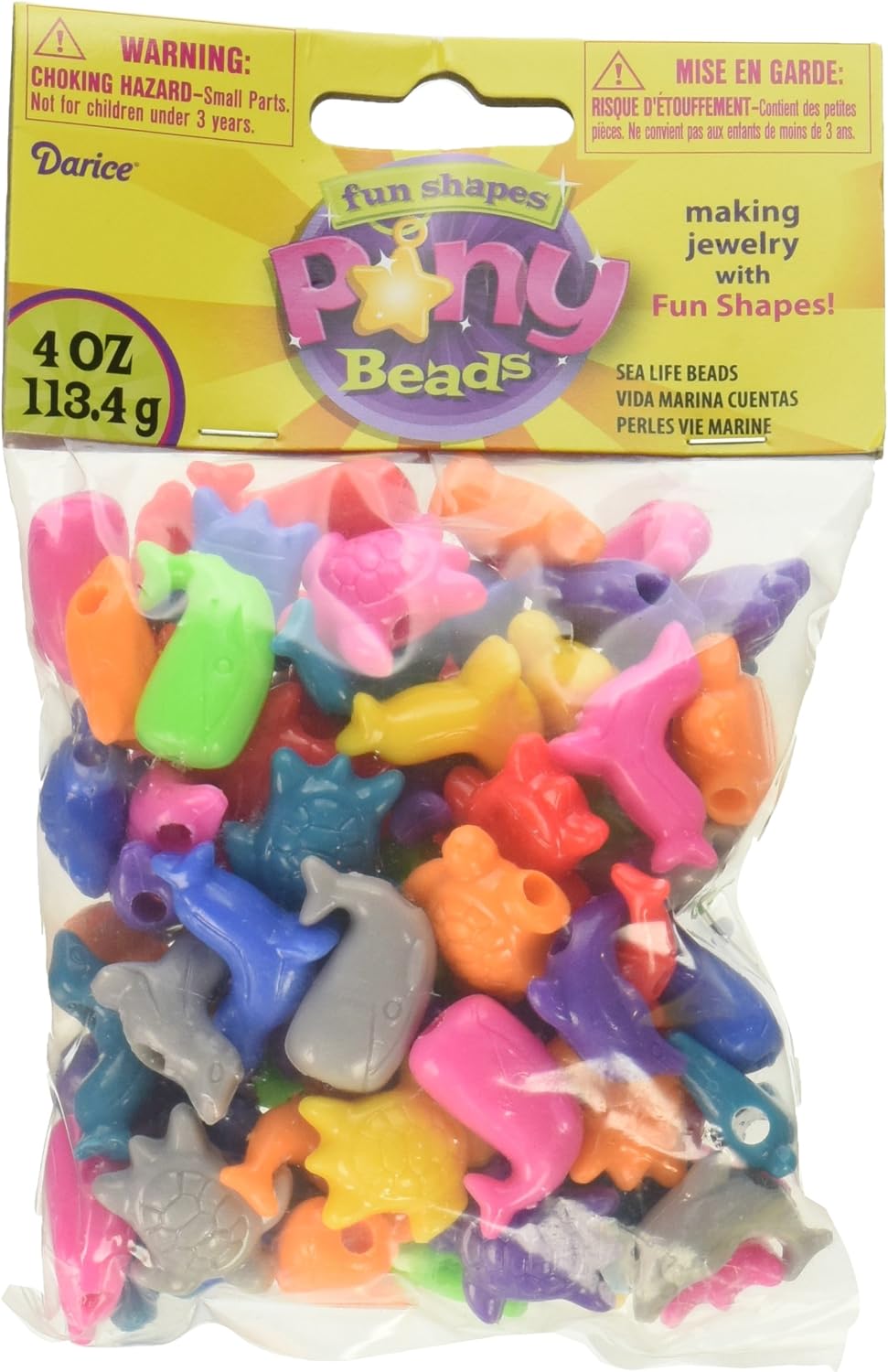 Darice Plastic Novelty Beads-Sea Life Shapes-Bright Colors (0726-79)