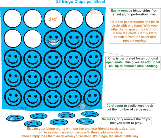 1000 Bingo Chips, Blue, 3/4", Counting Chips, Math Counter, Reusable or Disposable