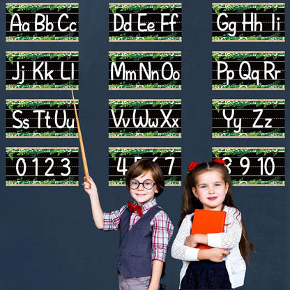 gisgfim 12 Pieces Alphabet Bulletin Board Strips Set Boho Rainbow Alphabet Line ABC Alphabet Banner & Number Border Posters for Preschool Kindergarten Classroom Playroom Bedroom (Boho)