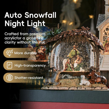 Snow Globe Lantern with Violin Girl – Shatterproof, Glitter Snowglobe 10 Songs Music Box, Led Light, USB or Battery Powered, for Girls Spring Day Gifts Birthday Home Decor Fall Decoration, Silver