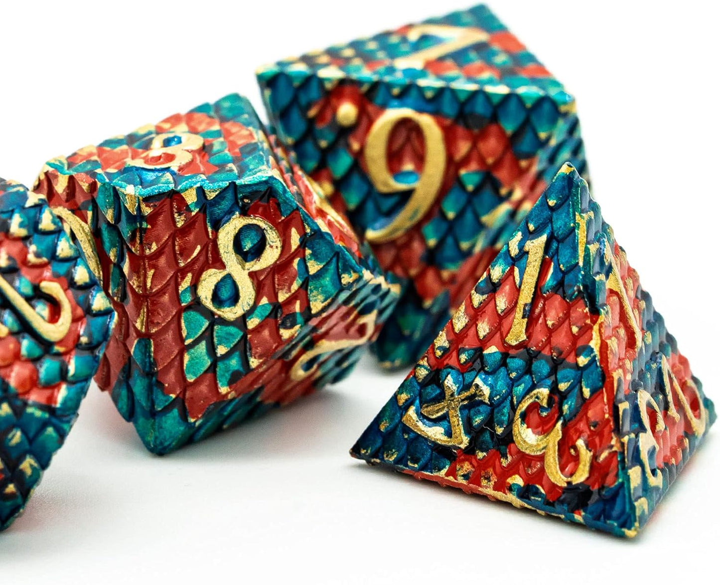 UDIXI Steampunk Metal Dice Set, 7 Die Polyhedral DND Dice Set for D&D Role Playing Game and Math Teaching (Ancient Copper)