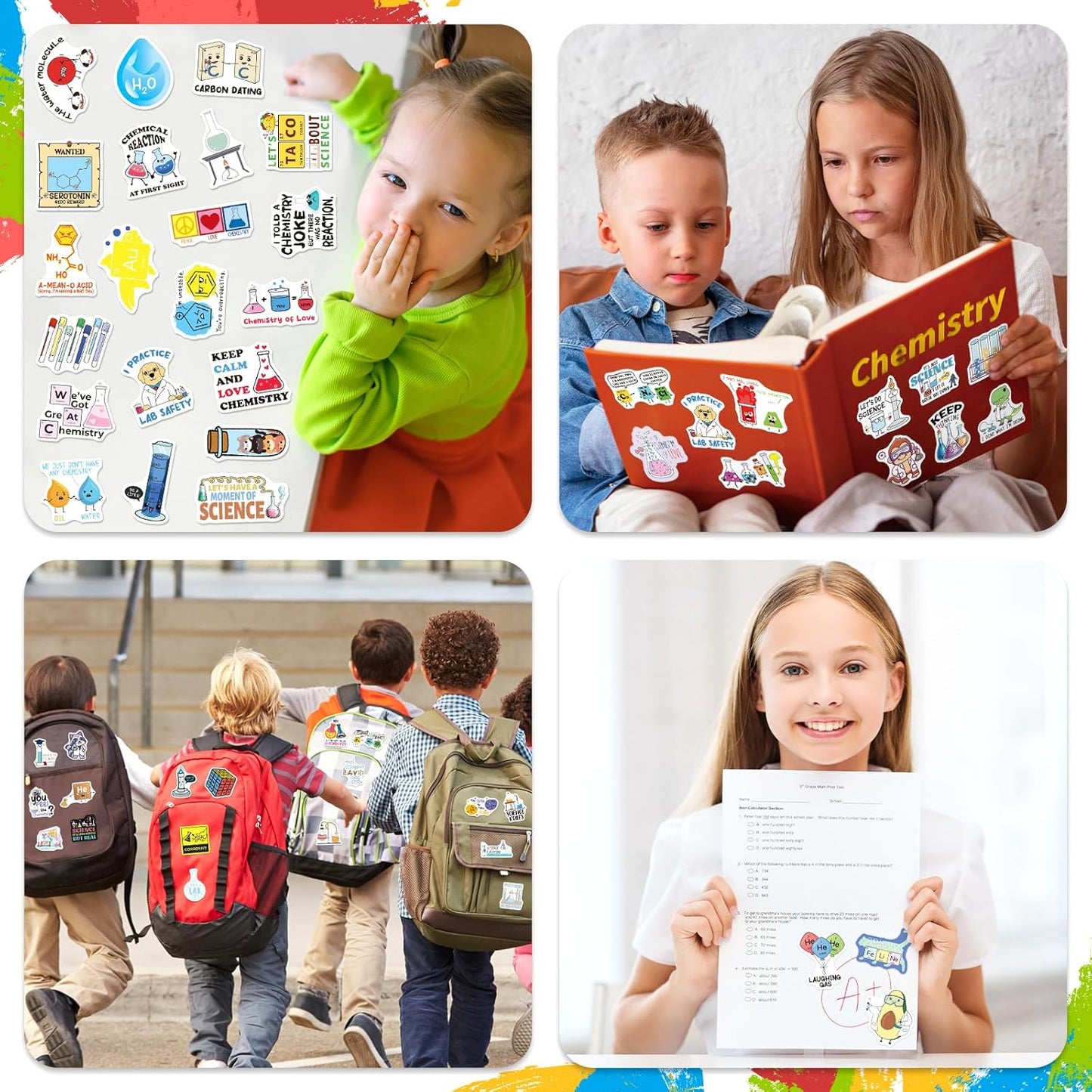 YTSQLER 200 PCS Chemistry Stickers, Funny Laboratory Stickers for Water Bottle Laptop Notebook, Waterproof Chemistry Decals for Teachers Students Kids Teens Adults