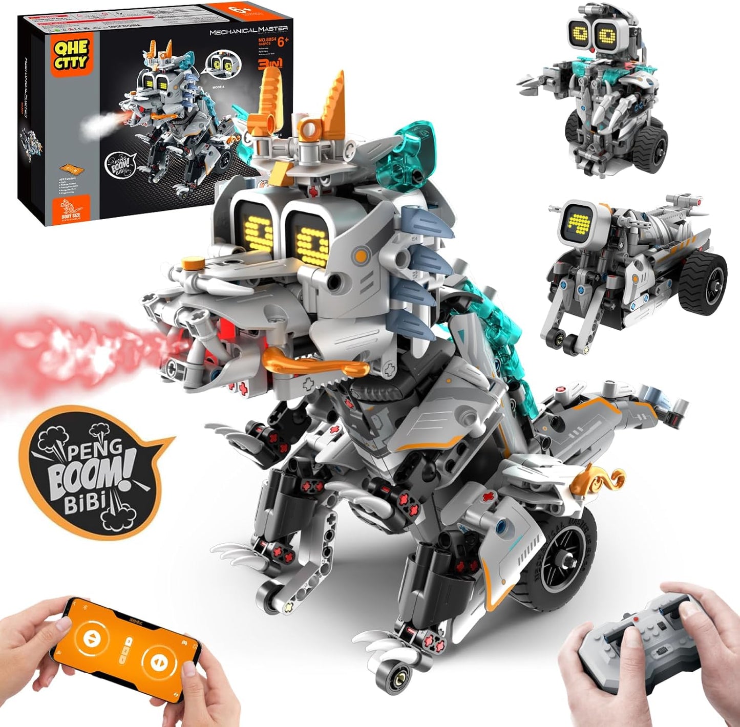 5in1 STEM Building Toys for Kids 6-14, Remote & APP Controlled Mech Robots/Heavy Tanks/Tracked Racer STEM Building Kit for Kid Science Learning, 552 Pcs DIY Erector Sets Gifts for Boys & Girls