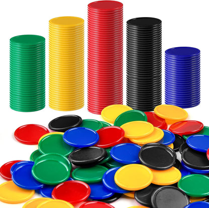 Coopay 500 Pieces Plastic Learning Counters Disks Bingo Chip Counting Discs Markers for Math Practice and Poker Chips Game Tokens Kids Reward, 1 Inch (Yellow)
