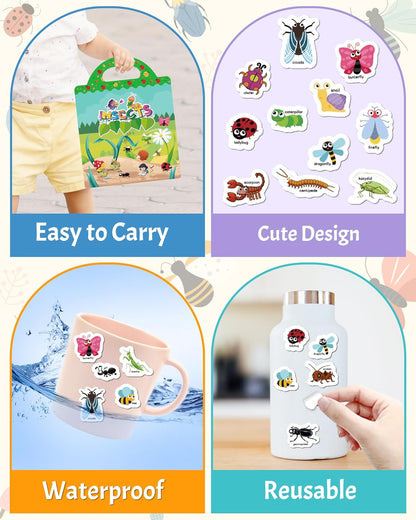 Benresive Reusable Sticker Books for Toddlers, Fun Travel Stickers for Kids, Toddler Sticker Book, Crafts Activities for Toddlers, 3 and Up Birthady Gifts - Vehicle
