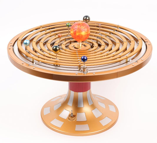 Motorized Metal Solar System Model Kit, 600+ Precision Parts Mechanical Orrery with LED Sun, STEM Astronomy Engineering Building Kit for Adults, Planetary Gear Planetarium Desk Display