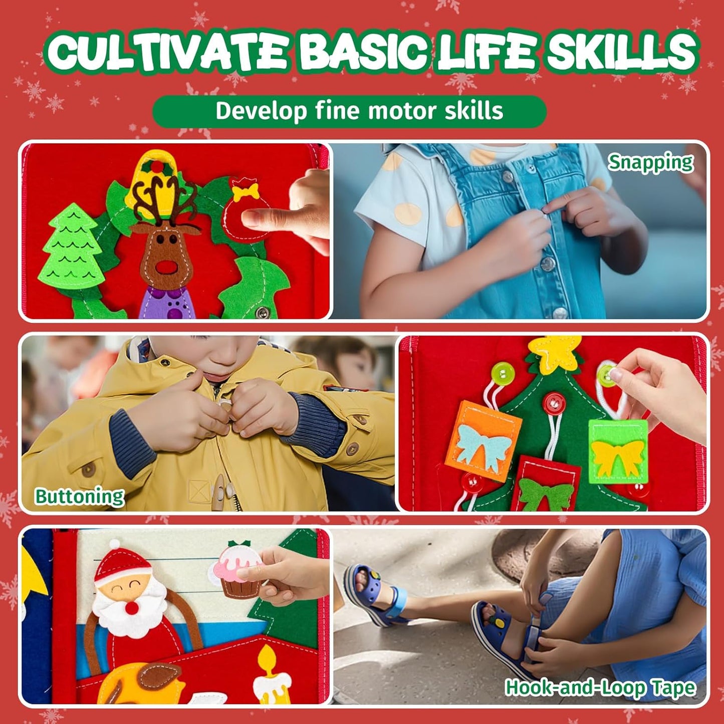 Montessori Christmas Busy Book for Toddlers 1-3- Learning Busy Book with Santa,Tree Decorating,Nativity-Autism Sensory Toy for Toddler 3-5 Airplane Travel Toy,Christmas Toddler Gifts for Girls & Boy