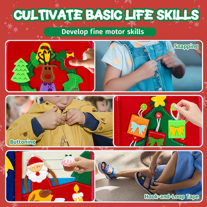 Montessori Christmas Busy Book for Toddlers 1-3- Learning Busy Book with Santa,Tree Decorating,Nativity-Autism Sensory Toy for Toddler 3-5 Airplane Travel Toy,Christmas Toddler Gifts for Girls & Boy