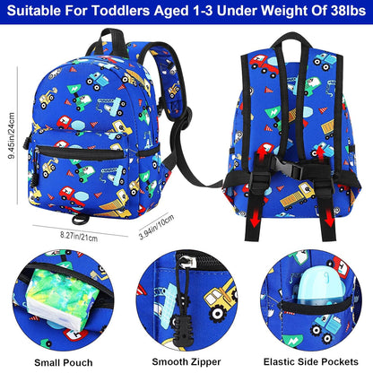 Accmor Toddler Backpack Leash, Mini Child Backpack with Anti Lost Wrist Link, Cute Kids Backpack Leash Walking Harness for Outdoor Travel, Small Excavator Backpack Tether for Baby Boys Girls Ages 1-3