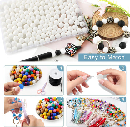 65Pcs 19mm Silicone Beads for Keychain Making Bracelet Necklace, Bulk Round Silicone Beads for Pens（Christmas Green） - Colors B