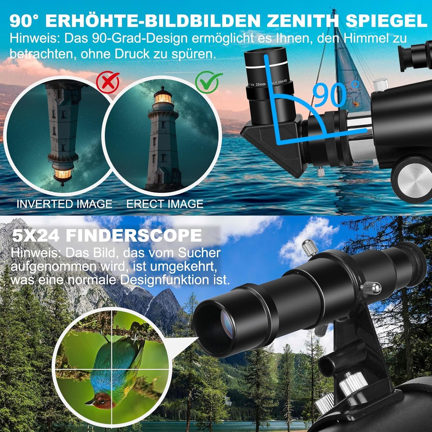 Telescope, Telescopes for Adults Astronomy Professional, 90mm Aperture 1000mm High Powered Telescope for Beginners & Kids with Precision Adjustment Vertisteel AZ Mount Tripod Phone Adapter