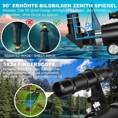 Telescope, Telescopes for Adults Astronomy Professional, 90mm Aperture 1000mm High Powered Telescope for Beginners & Kids with Precision Adjustment Vertisteel AZ Mount Tripod Phone Adapter