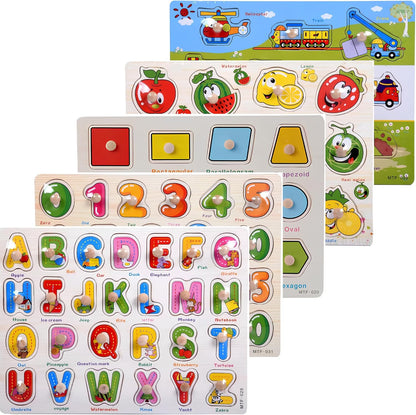 Numbers Puzzle Wooden for Toddlers 3+ Years Old - Montessori Number Learning Toy with Sorting Board & 123 Blocks - Preschool Educational Toy for Boys & Girls - Color & Counting Recognition