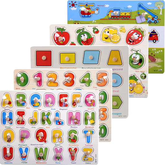Numbers Puzzle Wooden for Toddlers 3+ Years Old - Montessori Number Learning Toy with Sorting Board & 123 Blocks - Preschool Educational Toy for Boys & Girls - Color & Counting Recognition