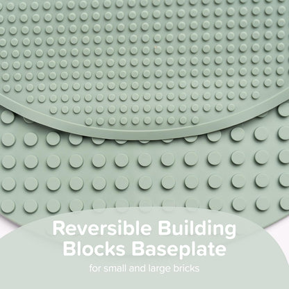 Inspire My Play - Silicone Building Blocks Baseplate - Compatible with All Major Building Block Brands - Double Sided for Large Building Blocks - Perfect Accessory for Sensory PlayTray - Stone