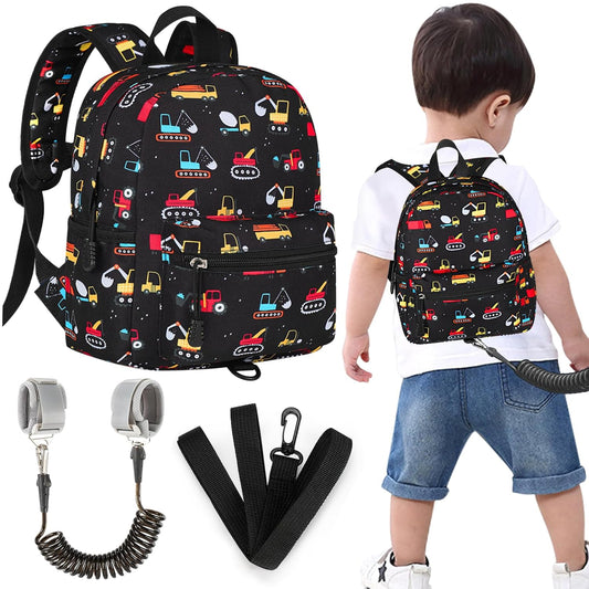 Accmor Toddler Backpack Leash, Mini Child Backpack with Anti Lost Wrist Link, Cute Kids Backpack Leash Walking Harness for Outdoor Travel, Small Excavator Backpack Tether for Baby Boys Girls Ages 1-3